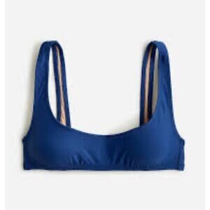 NWT J. Crew Blue Heritage Scoop Neck Bikini Top Women's S Lined Adjustable BX611